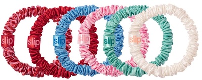 Slip slip pure silk skinny scrunchies with complimentary pouch - high tide